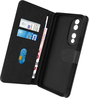Produktbild von Avizar, Etui Honor 70 Chesterfield Leder Genarbt Mit Stand, Schwarz
