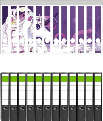 Produktbild von Wallario 12 Stück schmale Ordner inkl. Klebeetiketten mit Motive Einhorn in lila und pink -  Set mit Rückenschildern / Ordnerrücken Stickern