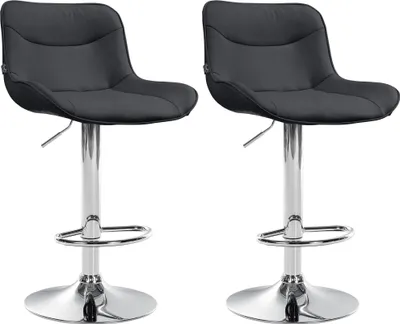 Produktbild von CLP 2er Set Barhocker Vonore Kunstleder höhenverstellbar und 360 Grad drehbar | Farbe schwarz Gestell Farbe chrom