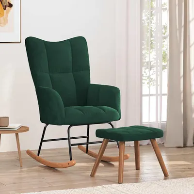 Obrázek produktu pro vidaXL Houpací křeslo se stoličkou Velvet Dark Green