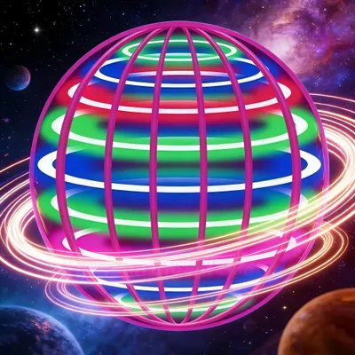 Produktbild von Lila Flying Spinner Ball mit LED, handgesteuerter Schwebe Ball, USB Mini Drohne Spielzeug, Magic Hover Ball 9,5 cm