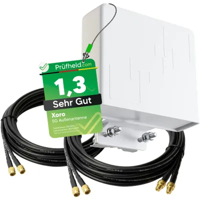 Produktbild von 5G LTE Antenne Außenantenne Multiband MiMo Richtantenne Duo Antenne 2x9 dBi max. Verstärkung (mit 10m Kabel) Wetterfest Outdoor für LTE Router mit SMA Anschluss für alle Netze 690-3800 MHz