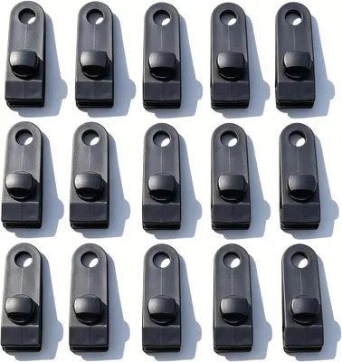 Produktbild von 15 Stück Planenspanner Tarp Clips für Zeltplanen und Abdeckungen, langlebiges Material, Drehverschlussmechanismus, Schwarz