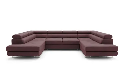 Produktbild von Ecksofa mit Schlaffunktion und Bettkasten PASTI U-Form, Couch, Eckcouch für Ihr Wohnzimmer, Bordeaux