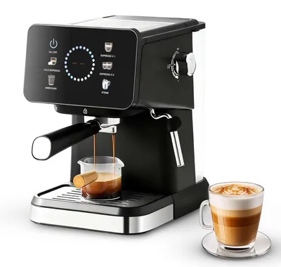 Produktbild von Zimilo Espressomaschine 20 Bar, Siebträger Kaffeemaschine, Touchscreen, Heiß- und Kalt-Extraktion, Milchaufschäumer, PID Temperaturkontrolle, 1L Tank