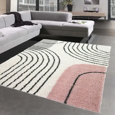 Image de Tapis design à motifs ronds - rose crème Taille - 120x170 cm
