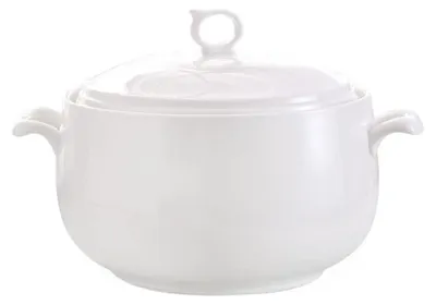 Keramische Soepterrine 3 l mit Deckel, weiß, mikrowellengeeignet