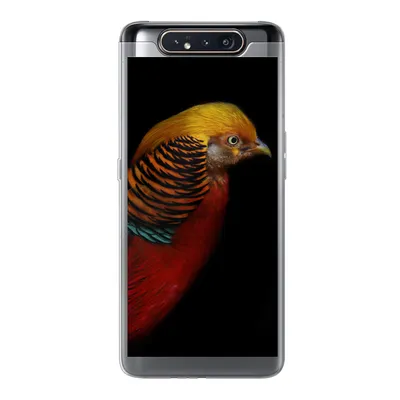 Produktbild von MuchoWow® Handyhülle Schutzhülle Hülle für Samsung Galaxy A80 Vogel - Federn - Schwarz - Porträt Silikon Softcase Handy Hülle