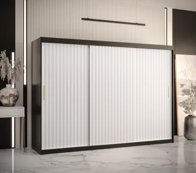 Produktbild von Kleiderschrank RADKIN 1 – Breite 250 cm, schwarz / weiß