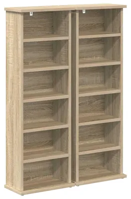 Image de vidaXL Étagère CD, 2 pièces, Sonoma (chêne), 60 x 17 x 92 cm, panneau de particules