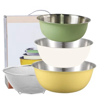 Produktbild von Gourmet-Schüssel-Set 4-teilig Edelstahl, Multifunktionsrührschüssel, stapelbar für Küche & Backen