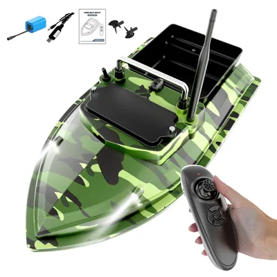 Produktbild von Angelkoederboot 500m Ferngesteuertes Koederboot Dual Motor Fish Finder 2KG Ladeunterstuetzung Automatische Kreuzfahrt/Routenkorrektur mit Nachtlicht-Blinker zum Angeln