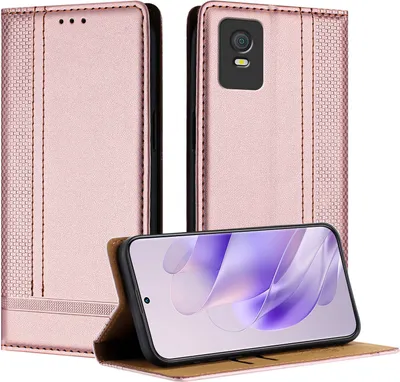 Produktbild von Handyhülle für TCL 403 Leder Flip Klappbare Schutzhülle mit Standfunktion Pink
