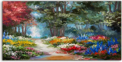 Produktbild von Coloray Acrylbild 140x70  Wandbild Acrylbilder Foto Bild Wald Blume bunte Landschafts