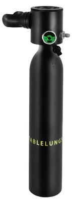 Produktbild von Mini Tauchflasche - Tragbare 0,5 L Scuba Druckluftflasche - Aluminiumlegierung - 200 bar - 5–10 Min Atemzeit - Leuchtmanometer - Not- & Reservegas - Schwarz