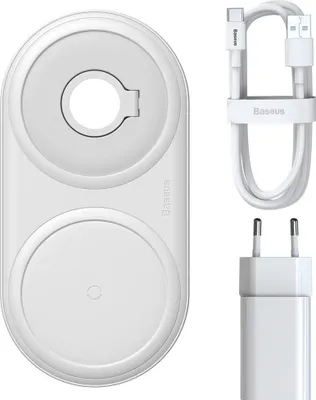 Immagine prodotto di Caricatore wireless Baseus 10W + cavo USB tipo C 3A 1M + caricatore da parete 12 V / 2A compatibile con smartphone bianco