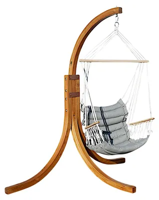Produktbild von ALEOS. AS-S DESIGN Hängesessel MALY geknüft mit weichem Sitz Polster Holz Gestell aus Lärche komplett NAV-MALY angenehmer Sitzkomfort im 6cm dicken Kissen