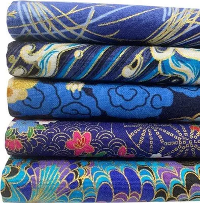 Produktbild von Japanische Stoffe, braun, Patchwork, 5 Stücke