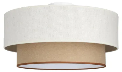 Produktbild von Deckenleuchte Metall Stoff E27 45 cm breit Weiß Beige rund Modern Deckenlampe