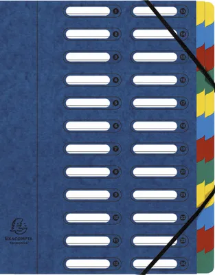 Produktbild von Exacompta 4x Ordnungsmappe HARMONIKA Gummizug Karton 24 Fächer A4 Blau 55242E
