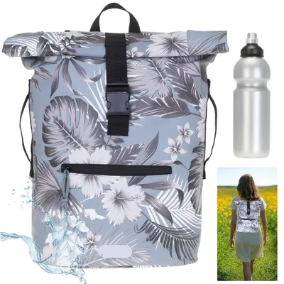 Produktbild von Rucksack Plane Time Bag Evo 24 L Kurierrucksack Roll-Top Damen A4 Freizeitrucksack Laptoprucksack wetterfest Outdoor Elephant 12818 Grey Flower 1 +f