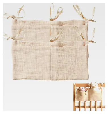 Produktbild von 2er Set Wickeltisch Organizer, Babybett Organizer mit 2 Taschen, Organizer für Wickelkommode, 40 x 20 cm, 100% Baumwolle, Khaki