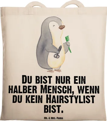 Produktbild von Mr. & Mrs. Panda Stoffbeutel Hairstylist Herz - Transparent - Geschenk, Tote Bag, Frisör, Schultasche, Friseursalon, Laptoptasche, Barbier, dokumententasche, Coiffeur