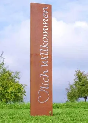 Produktbild von Gartenstele Edelrost "Herzlich Willkommen" 120cm,Gartenstecker,Gartendeko,Schild