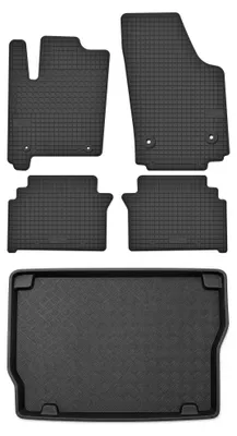 Produktbild von Gummimatten + Kofferraumwanne für Opel Meriva A 2002-2010 (Minivan/Kombi, Standard-Kofferraum) – Schwarz, passgenau – Wielganizator