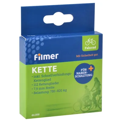 Produktbild von Filmer 44.000 Fahrrad Kette 1/2" x 1/8", 112 Glieder Universal für Nabenschaltung