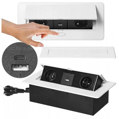 Produktbild von Virone FS-20/W Einbausteckdose mit USB, 2x230V, weiß