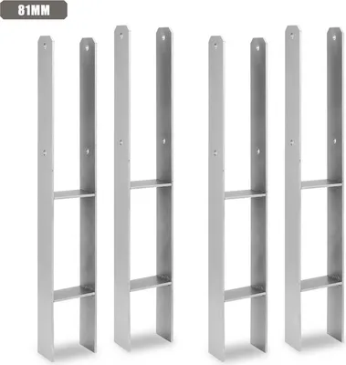 Produktbild von TolleTour 4 Stück Pfostenanker 81MM H-Pfostenträger H-Anker 600 mm Länge Pfostenschuh für Carport Silber