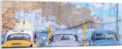 Produktbild von Bilder auf glas - Einteilig - Havanna Oldtimer Autos - 90x30cm - Glasbilder - Wandbilder - Bilder - zum Aufhängen bereit - Wanddekoration aus Glas - Glas Bilder - Wandbild auf Glas - GAB90x30-4376