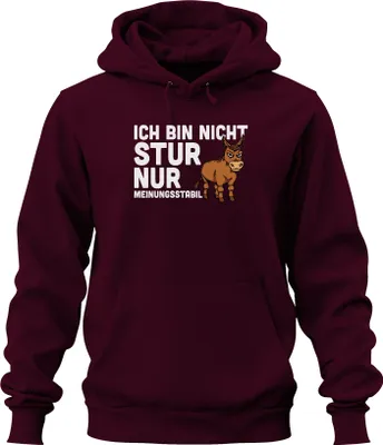 Obrázek produktu pro Not stubborn just opinionated funny donkey saying humour gift uni hoodie hoodie, Burgundy, M