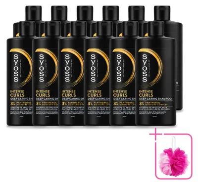 Imagen del producto de 12 botellas de champú Syoss Curls Intense, 440 ml cada una, pack ahorro, 12 unidades