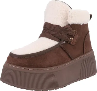 Produktbild von Ital-Design Damen Stiefeletten Keilstiefeletten Plateaustiefeletten Schnürstiefeletten Warm gefüttert Wildlederoptik Snowboots 90458065 Braun Gr.  41