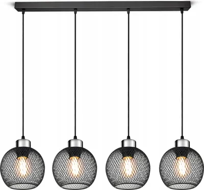 Produktbild von LUXOLAR - Pendelleuchte mit Netz 4 flammig, Hängelampe Loft Schwarz Metall E27 60 W - Deckenlampe für Wohnzimmer, Küchen - Loft Design
