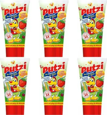 Produktbild von 6 x Putzi Zahncreme für Kinder Erdbeere Geschmack Zahnpasta 50ml