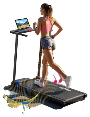 Productafbeelding van Loopband, 2,0 PK krachtige motor, snelheidsbereik 1-12 km/u, loopvlak van 100 cm, Bluetooth-connectiviteit, LED-display