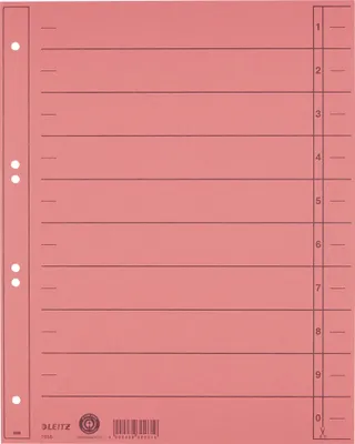 Produktbild von Leitz Trennblatt 16580025 A4 230g Karton rot 100 St./Pack.