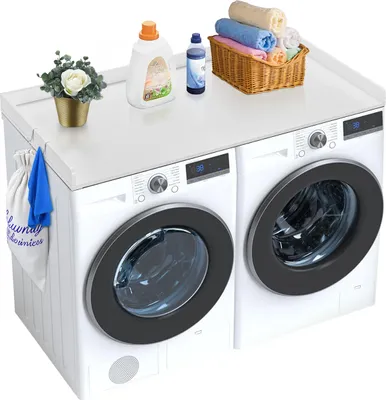 Produktbild von VEVOR Arbeitsplatte für Waschmaschine und Trockner, 1370 x 700 x 69 mm Holzarbeitsplatte wasserabweisende Waschmaschinenabdeckung mit Anti-Rutsch-Pads, für Aufbewahrung in der Waschküche, weiß