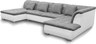 Produktbild von Couchgarnitur NICOLE mit Schlaffunktion Ottomane Links Grau/Weiß