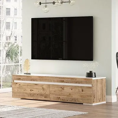 Zdjęcie produktu dla Stolik pod telewizor Houseland Fulupa biały/sosna atlantycka