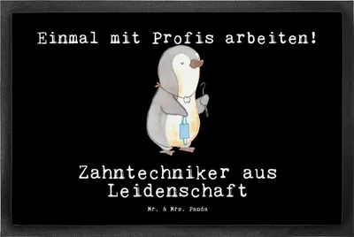 Produktbild von Mr. & Mrs. Panda Bodenvorleger Zahntechniker Leidenschaft 40 x 60 cm - Schwarz - Geschenk, abstreifer, Schmutzfangmatte, Fußabtreter, Schmutzmatte, fußmatte