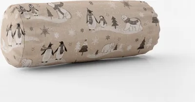 Produktbild von SCHÖNER LEBEN. Kissenhülle Pinguine Eisbären natur grau weiß Größe 15x40cm (ØxB) Nackenrolle 15x40cm (ØxB) Nackenrolle Größe
