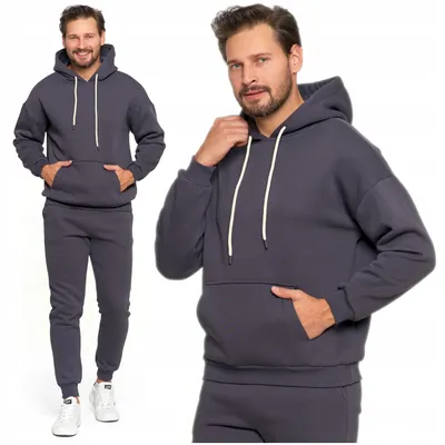 Produktbild von Moraj Herren Oversize Hoodie Kapuzenpullover – Graphit, Größe L, bequem