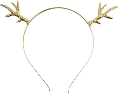 Produktbild von Oblique Unique Haarreifen Rentier Geweih Metall Haarreif für Fasching Karneval Weihnachten gold