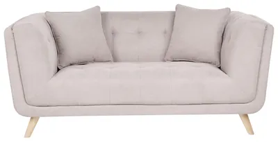 Produktbild von BELIANI 2-Sitzer Sofa Taupe Stoff Gepolstert Gesteppt mit Breiten Armlehnen Hohe Holzbeine Freistehend Modernes Retro Design Wohnzimmer Polstersofa