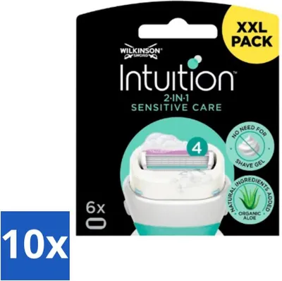 Produktbild von Wilkinson Intuition 2-in-1 Sensitive Care Rasierklingen – 6 Klingen - Vorteilspack - 10 Stücke