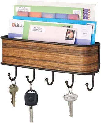 Immagine prodotto di Famanu - Porta chiavi da parete multifunzionale con ganci - Grigio